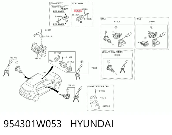  954301W053 Hyundai/Kia