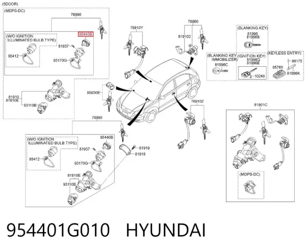 Antena (anel) de imobilizador 954401G010 Hyundai/Kia