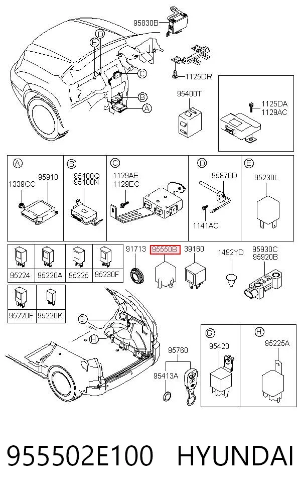 Relê de pisca-pisca 955502E100 Hyundai/Kia