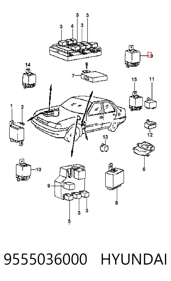 Relê de pisca-pisca 9555036000 Hyundai/Kia