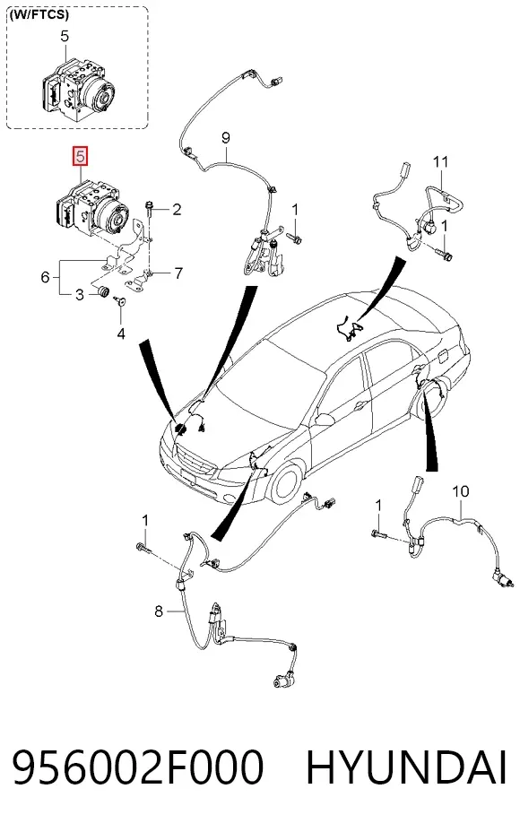 Unidade hidráulico de controlo ABS 956002F000 Hyundai/Kia