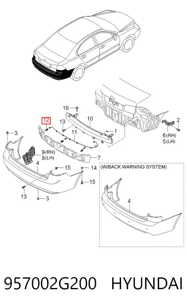 Sensor traseiro de sinalização de estacionamento (sensor de estacionamento) 957002G200 Hyundai/Kia
