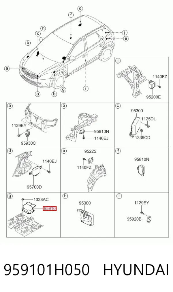Módulo processador de controlo da bolsa de ar (Centralina eletrônica AIRBAG) 959101H050 Hyundai/Kia