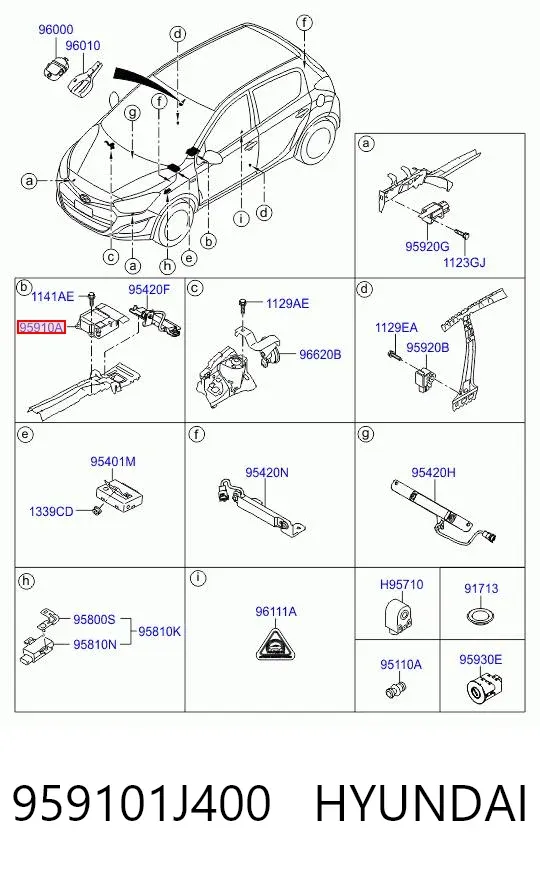 Módulo processador de controlo da bolsa de ar (Centralina eletrônica AIRBAG) 959101J400 Hyundai/Kia