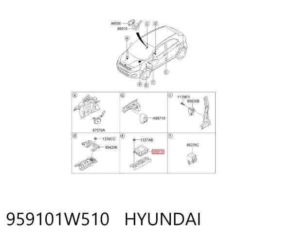 Módulo processador de controlo da bolsa de ar (Centralina eletrônica AIRBAG) 959101W510 Hyundai/Kia