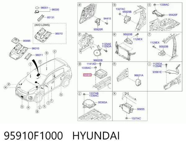 Módulo processador de controlo da bolsa de ar (Centralina eletrônica AIRBAG) 95910F1000 Hyundai/Kia