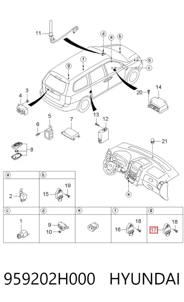 Sensor AIRBAG dianteiro 959202H000 Hyundai/Kia