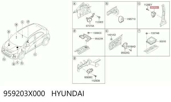 Sensor AIRBAG dianteiro 959203X000 Hyundai/Kia