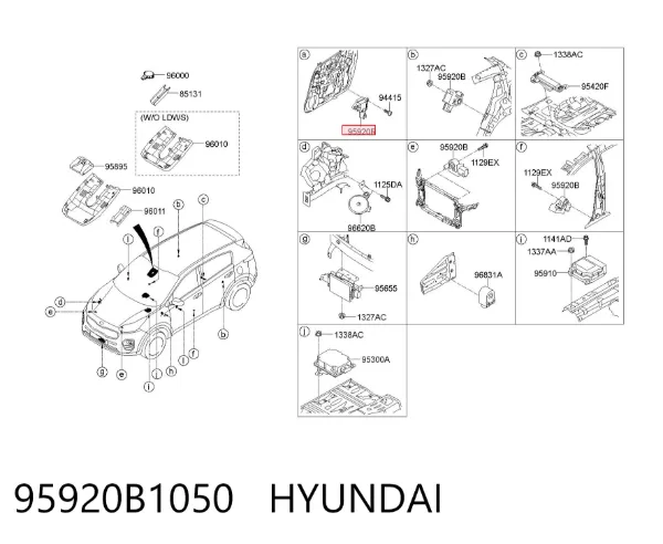Sensor AIRBAG dianteiro 95920B1050 Hyundai/Kia