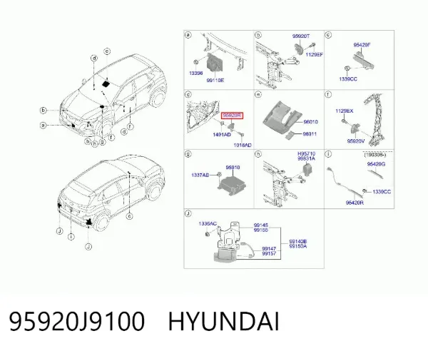 Sensor AIRBAG dianteiro 95920J9100 Hyundai/Kia