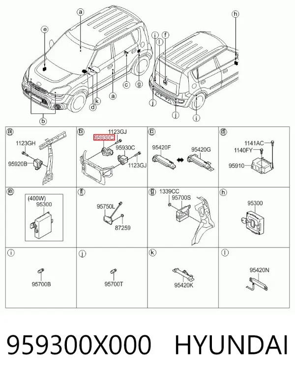 Sensor AIRBAG dianteiro 959300X000 Hyundai/Kia