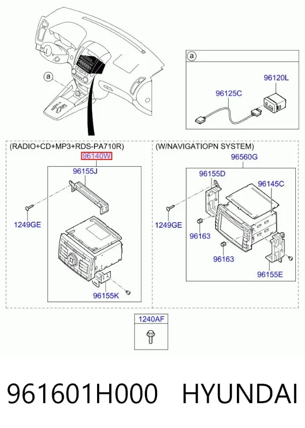 Aparelhagem de som (rádio AM/FM) 961601H000 Hyundai/Kia