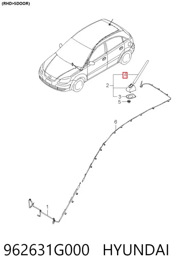Haste de antena 962631G000 Hyundai/Kia