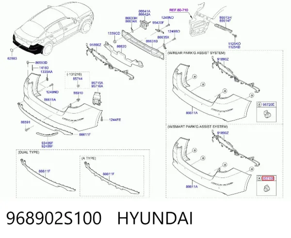 Sensor traseiro lateral de sinalização de estacionamento (sensor de estacionamento) 968902S100 Hyundai/Kia