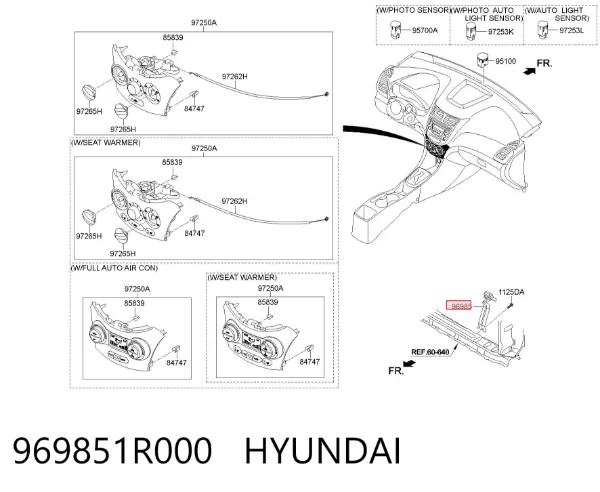 Sensor de temperatura do meio ambiente 969851R000 Hyundai/Kia