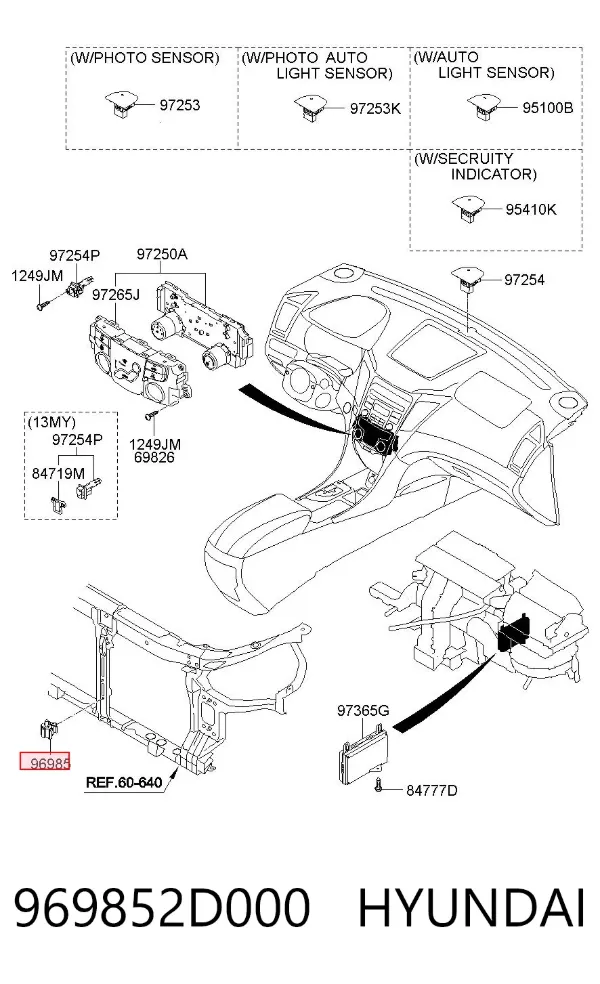 Sensor de temperatura do meio ambiente 969852D000 Hyundai/Kia