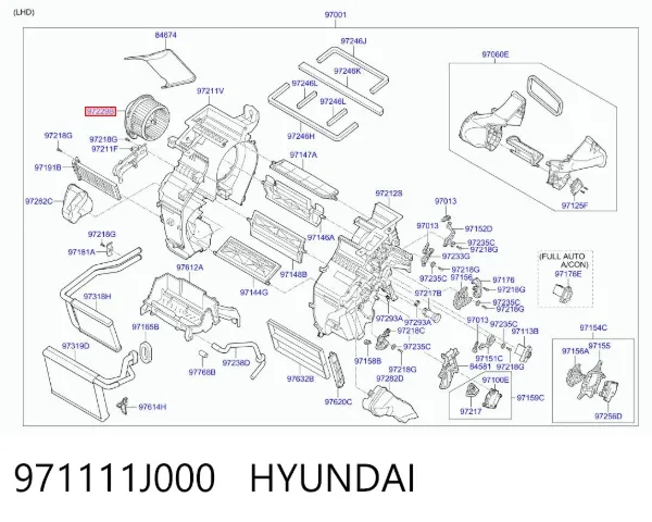 Motor de ventilador de forno (de aquecedor de salão) 971111J000 Hyundai/Kia