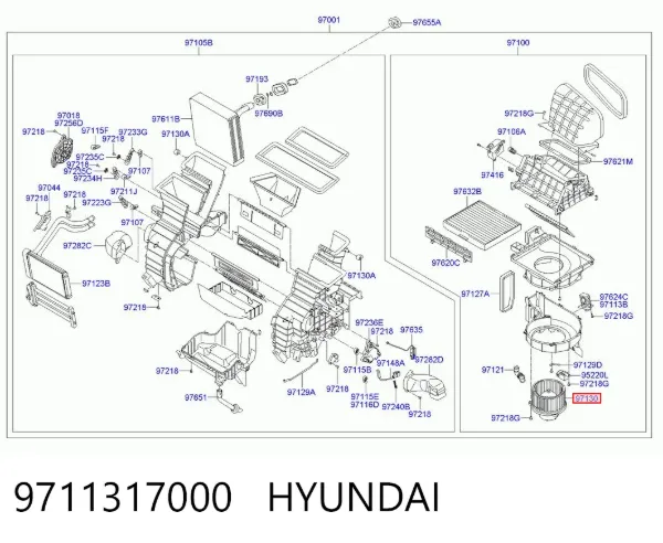 Motor de ventilador de forno (de aquecedor de salão) 9711317000 Hyundai/Kia