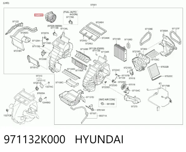 Motor de ventilador de forno (de aquecedor de salão) 971132K000 Hyundai/Kia