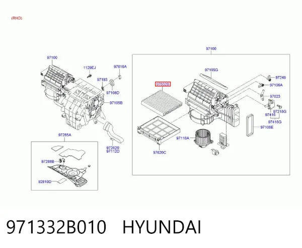 Filtro de salão 971332B010 Hyundai/Kia