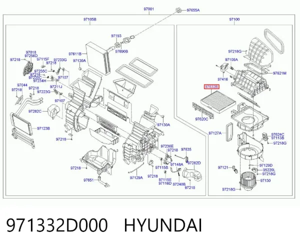 Filtro de salão 971332D000 Hyundai/Kia