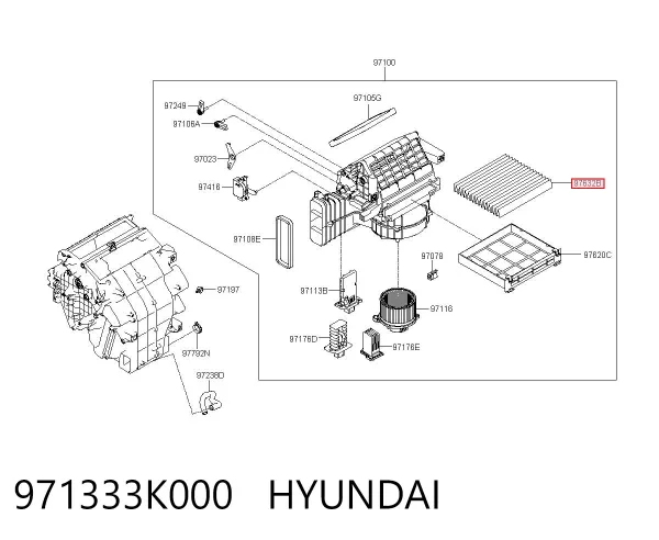 Filtro de salão 971333K000 Hyundai/Kia