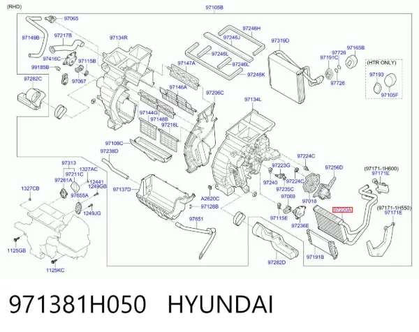 Radiador de forno (de aquecedor) 971381H050 Hyundai/Kia