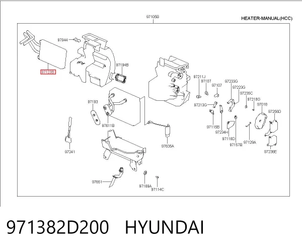 Radiador de forno (de aquecedor) 971382D200 Hyundai/Kia