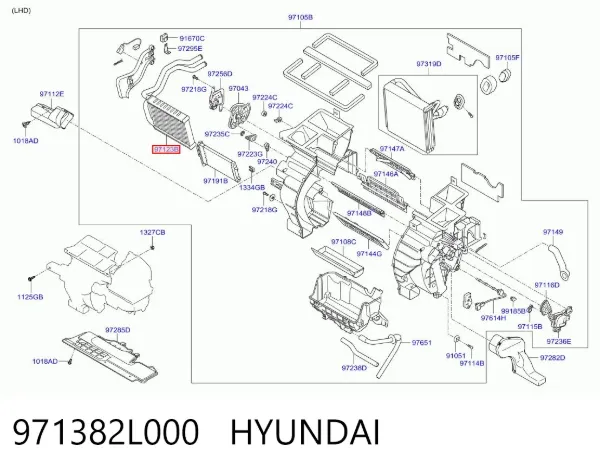 Radiador de forno (de aquecedor) 971382L000 Hyundai/Kia