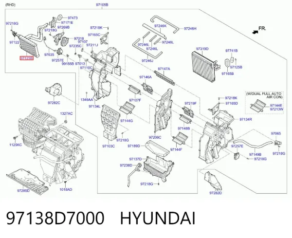 Radiador de forno (de aquecedor) 97138D7000 Hyundai/Kia