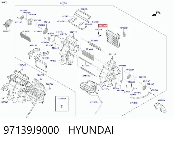 Vaporizador de aparelho de ar condicionado 97139J9000 Hyundai/Kia
