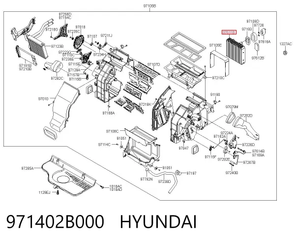 Vaporizador de aparelho de ar condicionado Hyundai Santa Fe II
