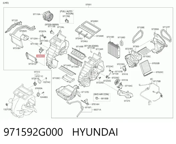 Acionamento de comporta de forno 971592G000 Hyundai/Kia