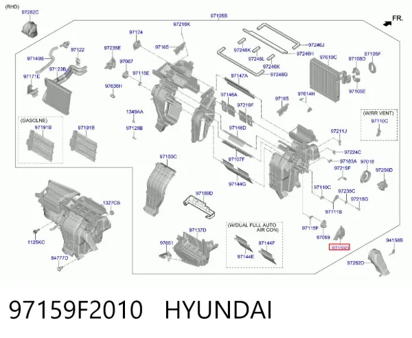 Acionamento de comporta de forno 97159F2010 Hyundai/Kia