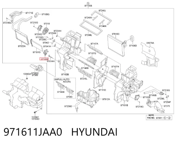 Acionamento de comporta de forno 971611JAA0 Hyundai/Kia