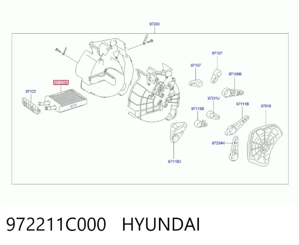 Radiador de forno (de aquecedor) 972211C000 Hyundai/Kia