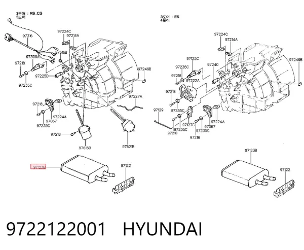 Radiador de forno (de aquecedor) 9722122001 Hyundai/Kia
