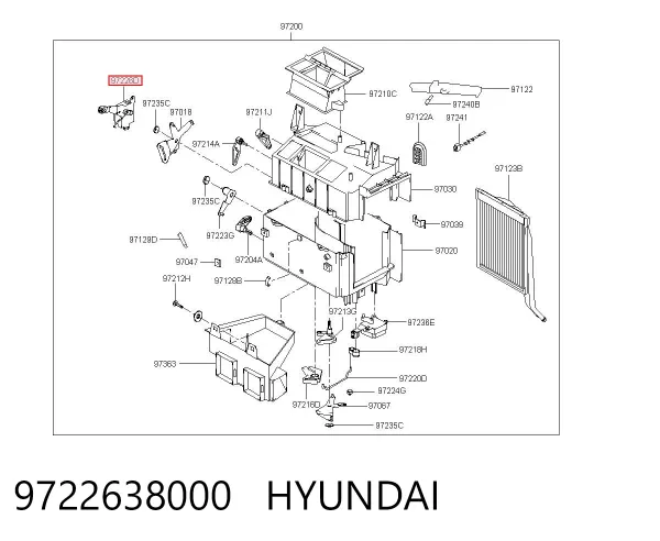 Acionamento de comporta de forno 9722638000 Hyundai/Kia