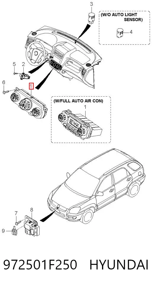 Unidade de controlo dos modos de aquecimento/condicionamento KIA Sportage II