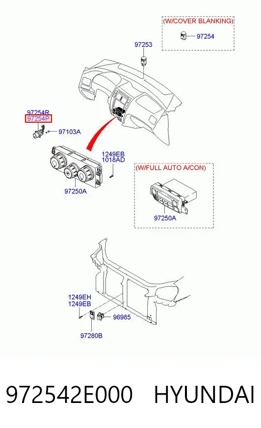Sensor de temperatura de ar no salão 972542E000 Hyundai/Kia