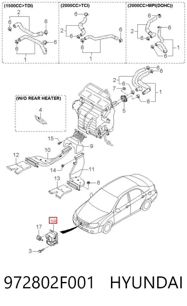 Sensor de sujidade de ar 972802F001 Hyundai/Kia