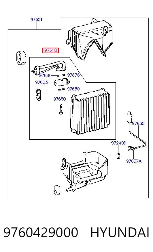 Vaporizador de aparelho de ar condicionado Hyundai Coupe I