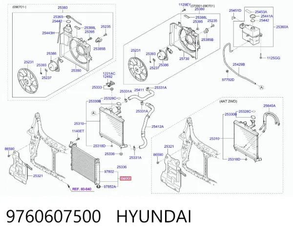 Radiador de aparelho de ar condicionado 9760607500 Hyundai/Kia