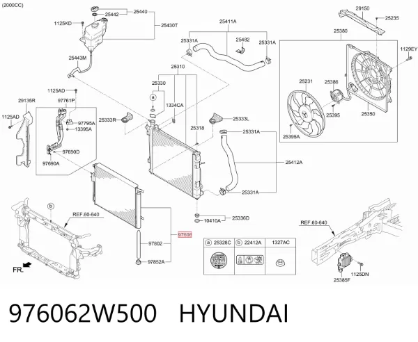 Radiador de aparelho de ar condicionado 976062W500 Hyundai/Kia