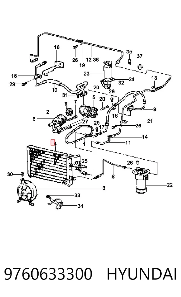 Radiador de aparelho de ar condicionado Hyundai Sonata II