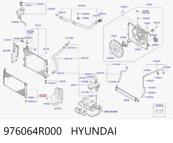 Radiador de aparelho de ar condicionado 976064R000 Hyundai/Kia
