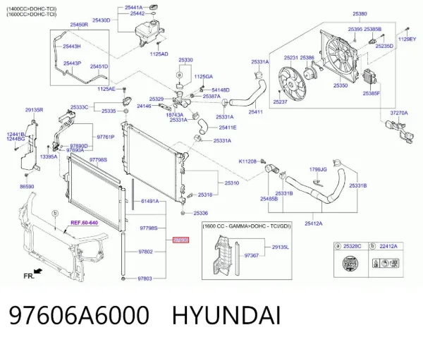 Radiador de aparelho de ar condicionado 97606A6000 Hyundai/Kia