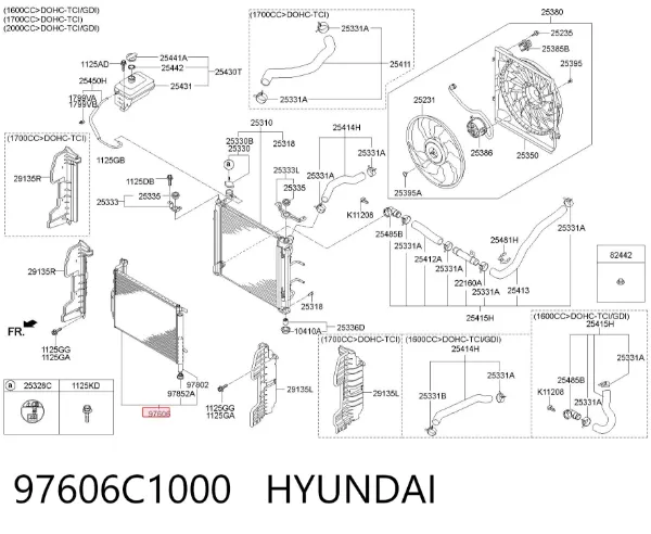 Radiador de aparelho de ar condicionado 97606C1000 Hyundai/Kia