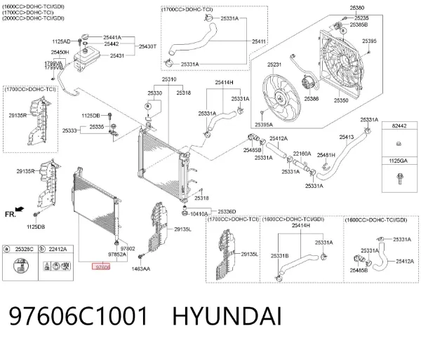 Radiador de aparelho de ar condicionado 97606C1001 Hyundai/Kia