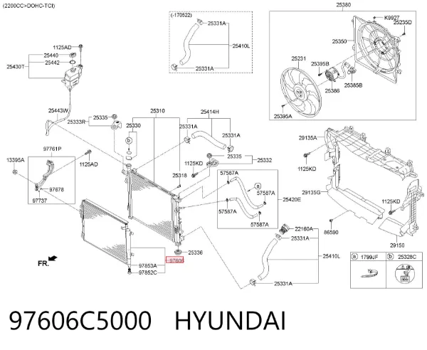 Radiador de aparelho de ar condicionado 97606C5000 Hyundai/Kia